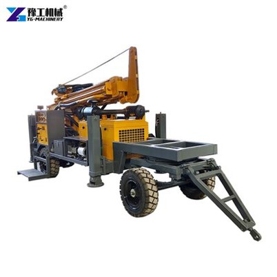 Rig Drilio Ffynnon Ddŵr wedi'i Mowntio â Threlar